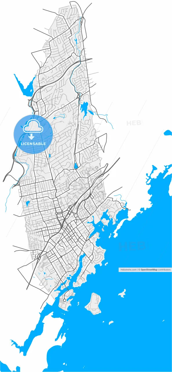 New Rochelle, New York, United States, high resolution vector map - Instant download PDF and JPG