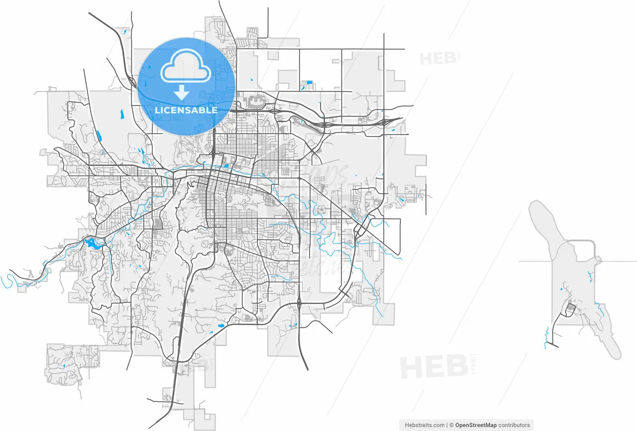 Rapid City, South Dakota, United States, high resolution vector map - Instant download PDF and JPG
