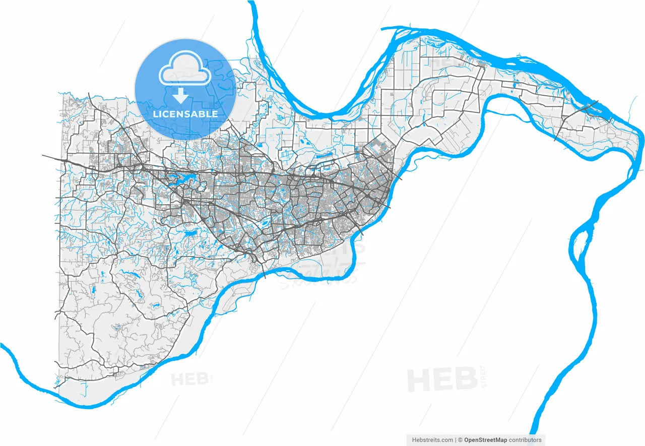 St. Charles, Missouri, United States, high resolution vector map - Instant download PDF and JPG