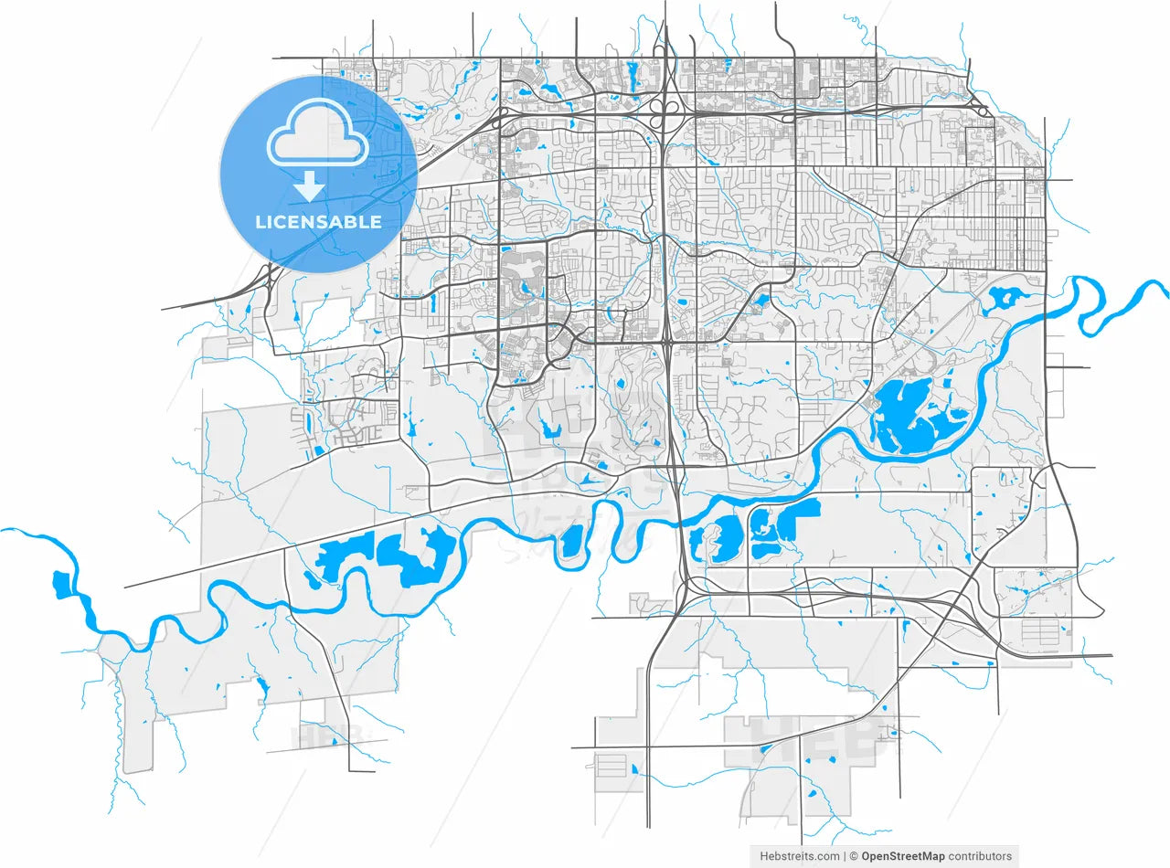 West Des Moines, Iowa, United States, high resolution vector map - Instant download PDF and JPG