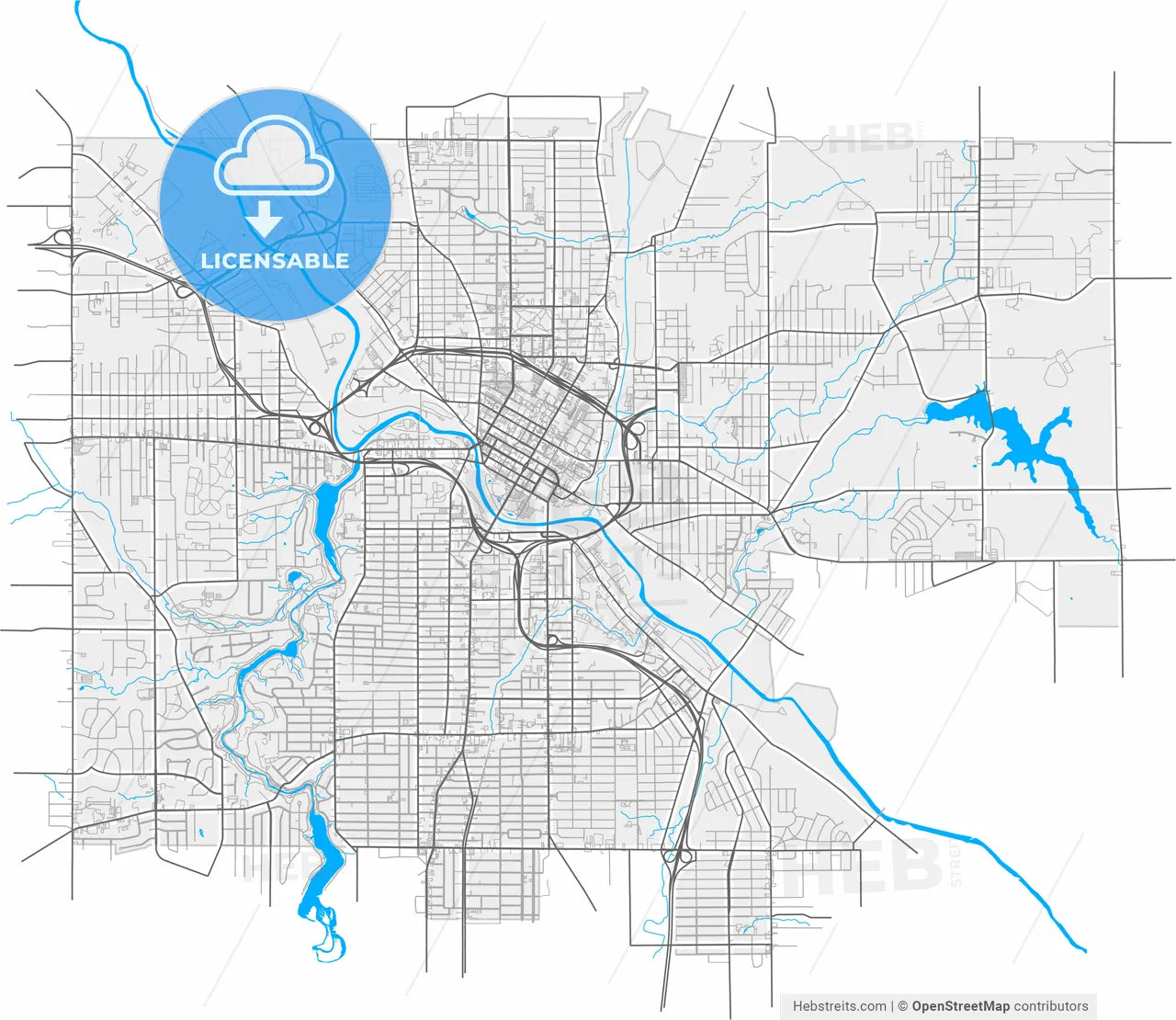 Youngstown, Ohio, United States, high resolution vector map - Instant download PDF and JPG