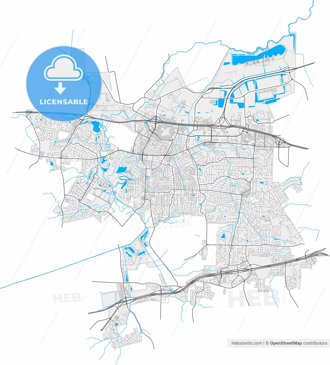 St. Peters, Missouri, United States, high resolution vector map - Instant download PDF and JPG