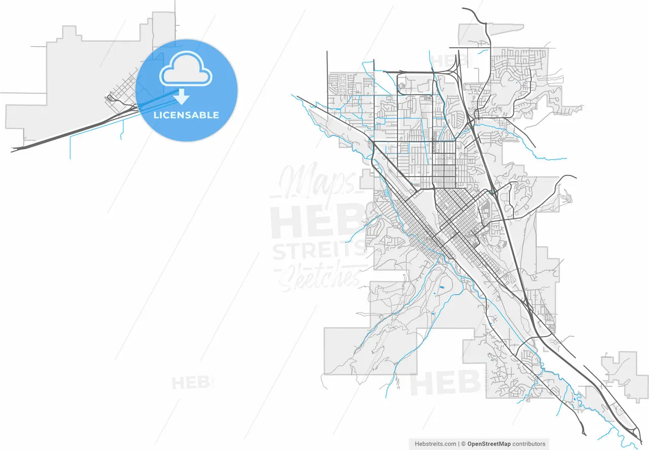 Pocatello, Idaho, United States, high resolution vector map - Instant download PDF and JPG
