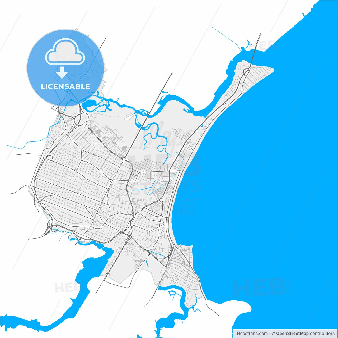 Revere, Massachusetts, United States, high resolution vector map - Instant download PDF and JPG
