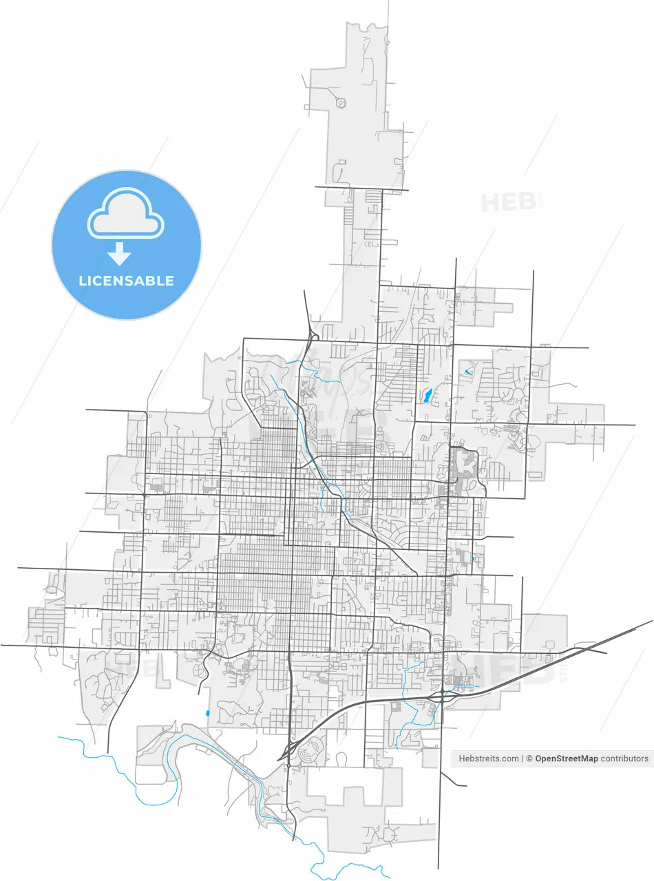 Joplin, Missouri, United States, high resolution vector map - Instant download PDF and JPG