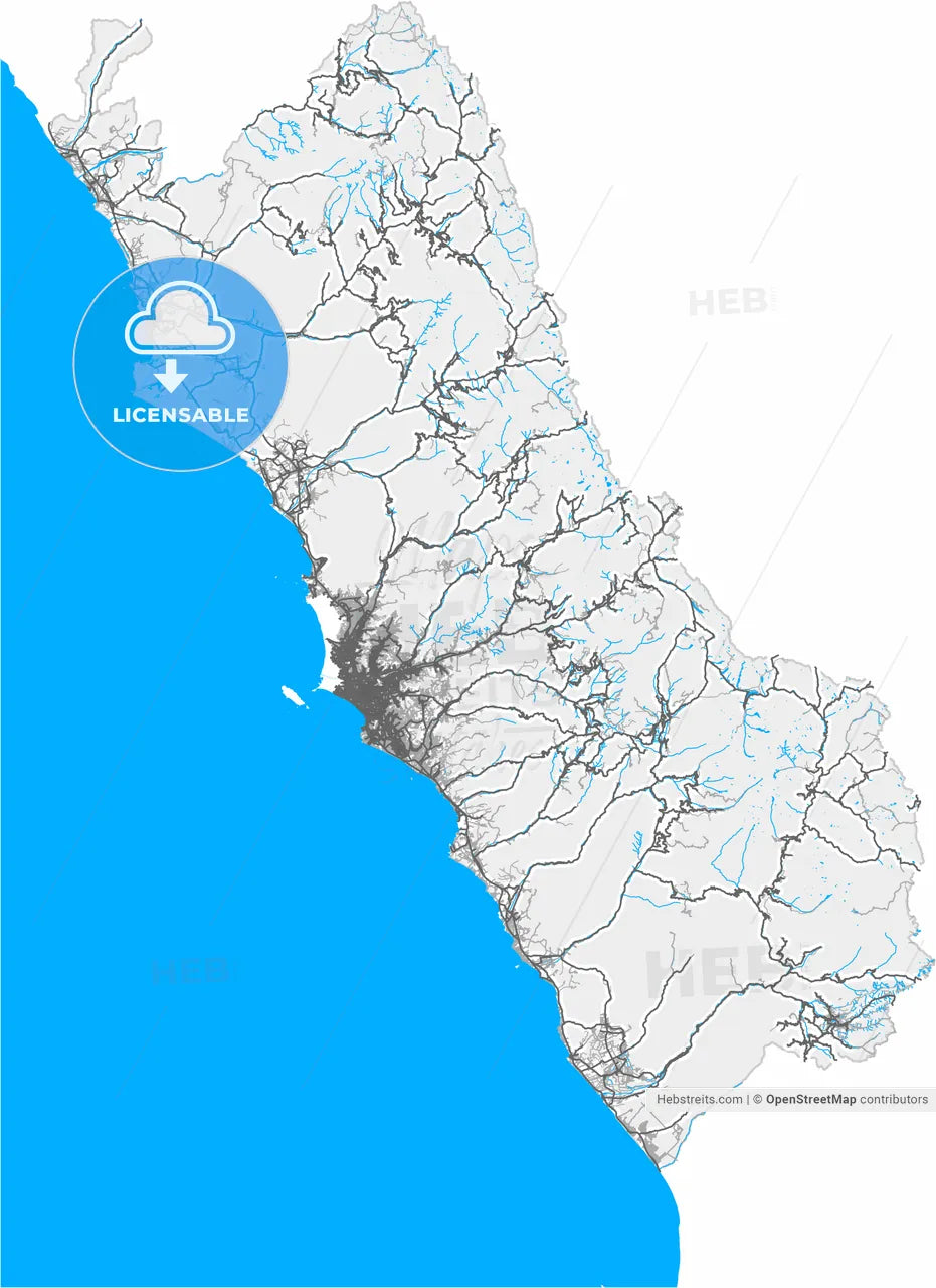 Lima, Peru, high resolution vector map - Instant download PDF and JPG