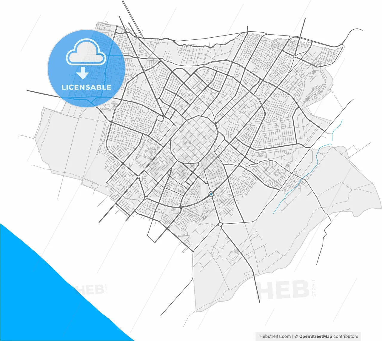 Trujillo, Peru, high resolution vector map - Instant download PDF and JPG