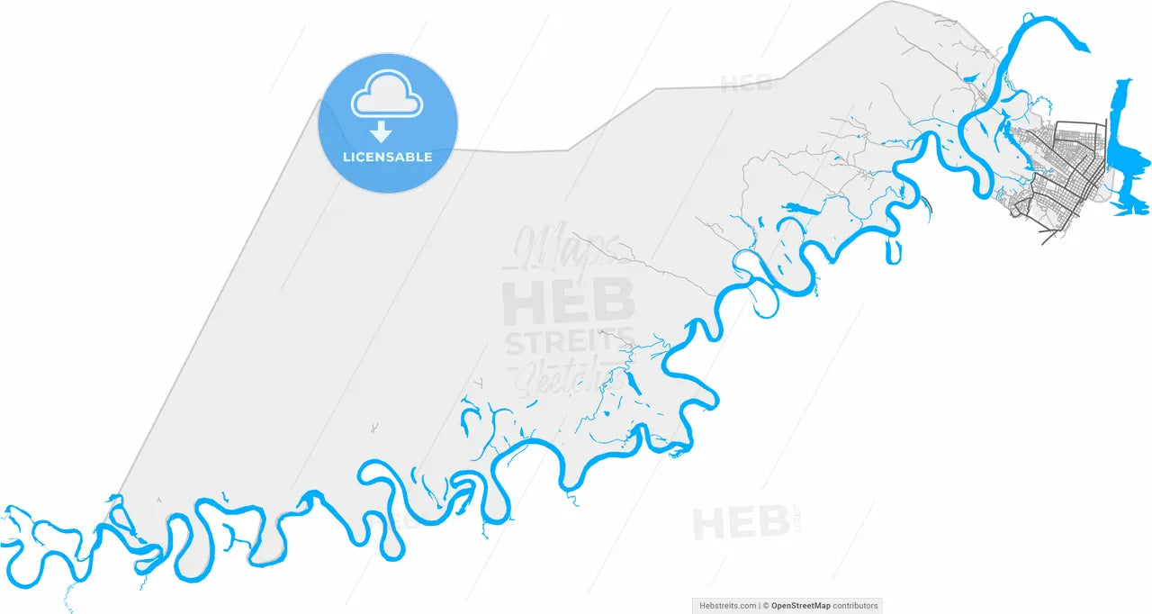 Iquitos, Peru, high resolution vector map - Instant download PDF and JPG