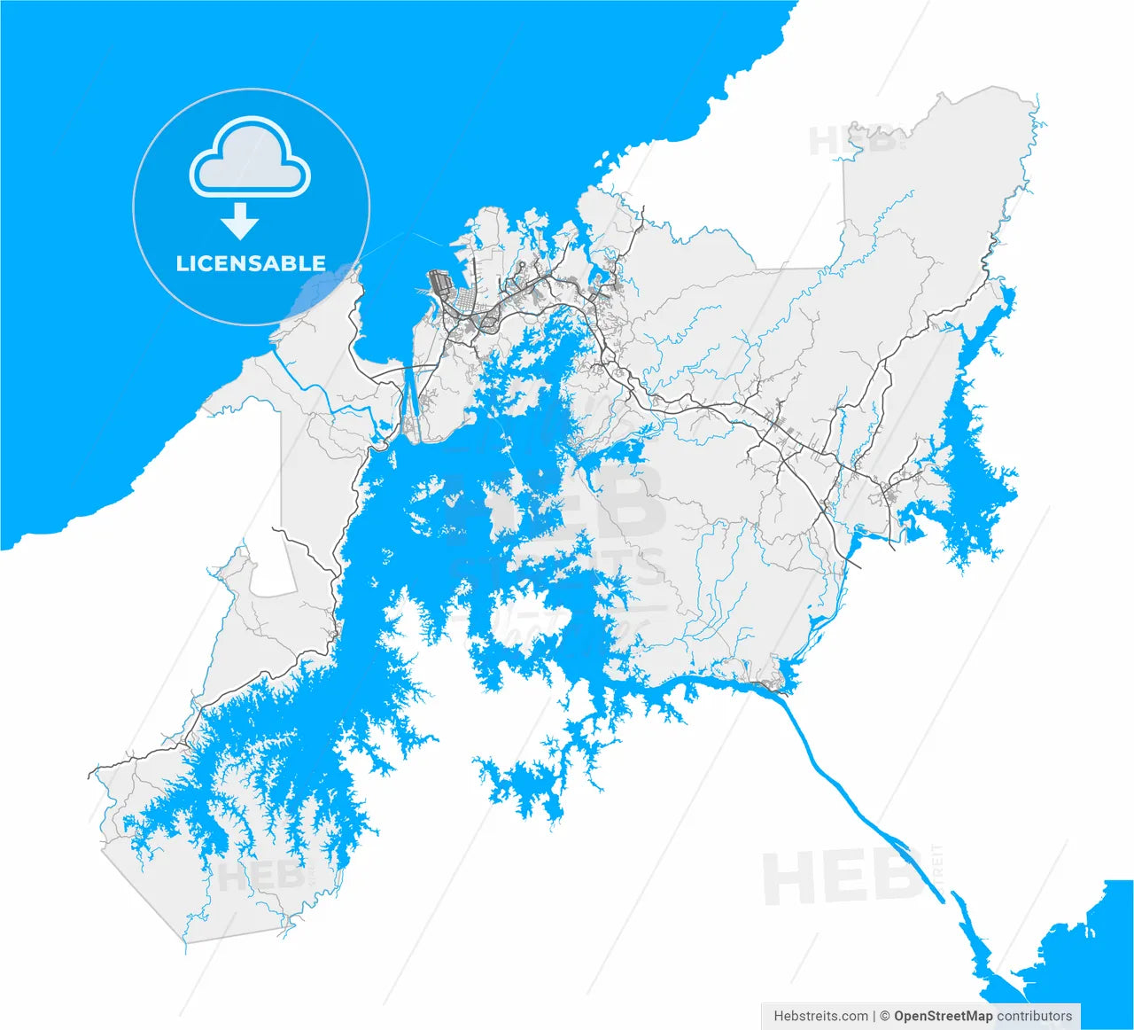 Colón, Colón, Panama, high resolution vector map - Instant download PDF and JPG