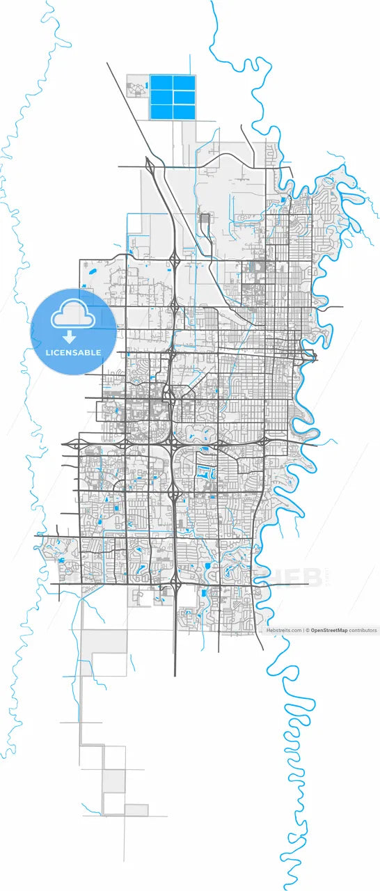 Fargo, North Dakota, United States, high resolution vector map - Instant download PDF and JPG