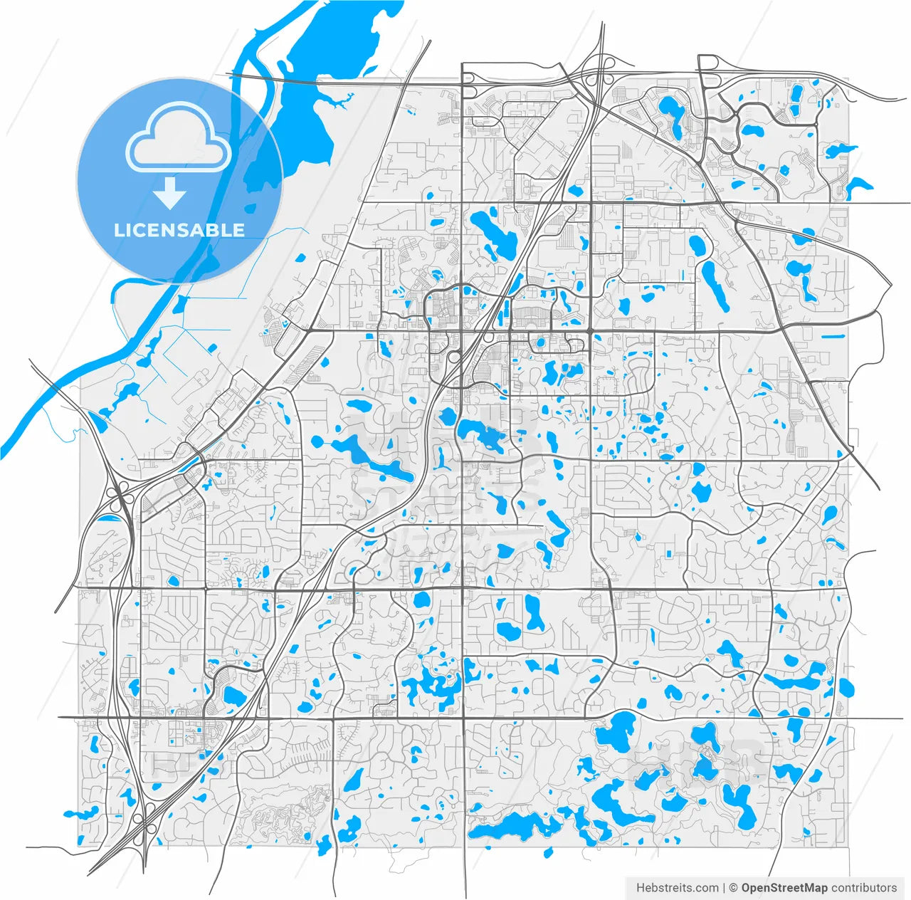 Eagan, Minnesota, United States, high resolution vector map - Instant download PDF and JPG