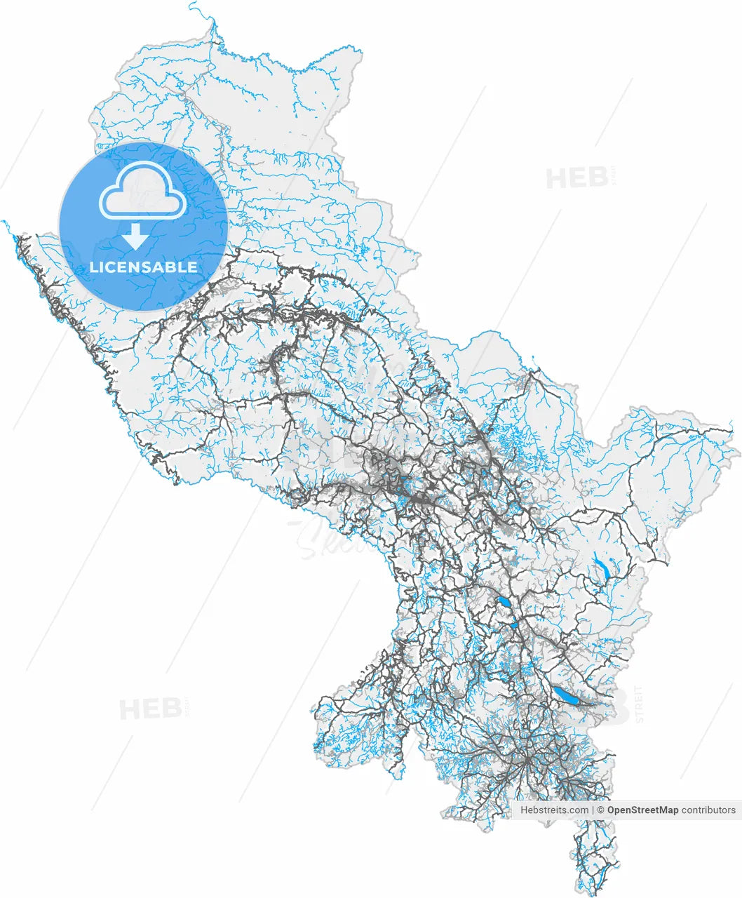 Cusco, Peru, high resolution vector map - Instant download PDF and JPG