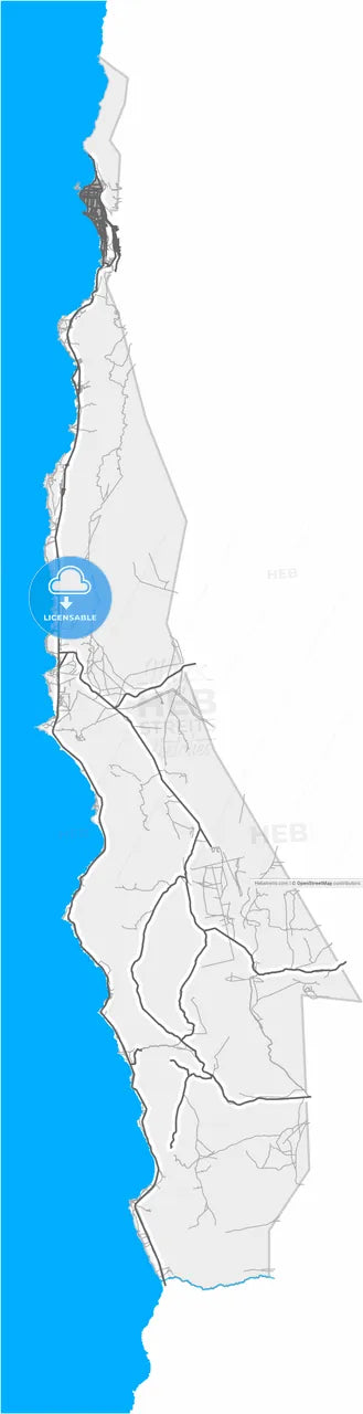 Iquique, Chile, high resolution vector map - Instant download PDF and JPG