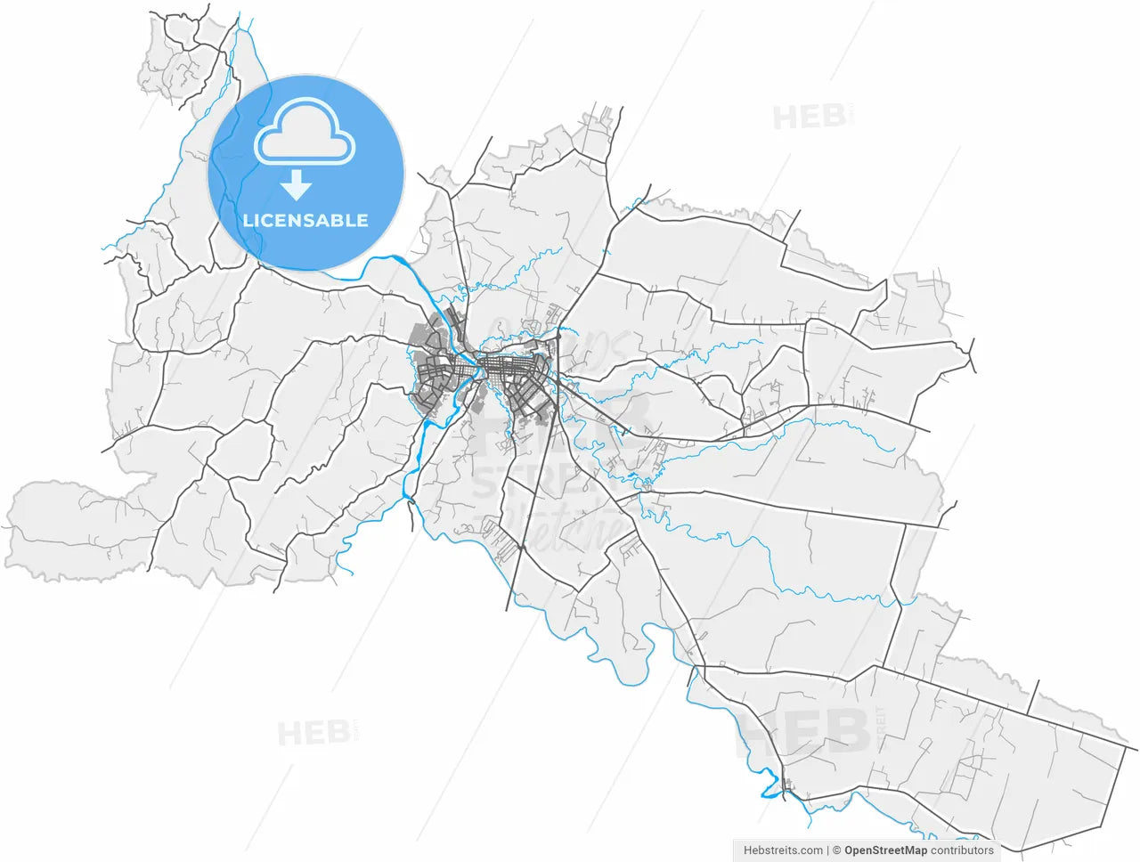 Osorno, Chile, high resolution vector map - Instant download PDF and JPG