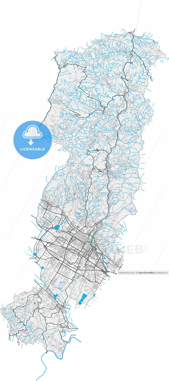 Prato, Tuscany, Italy, high resolution vector map - Instant download PDF and JPG