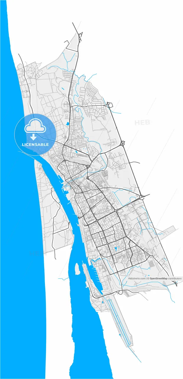 Klaipėda, Klaipėda County, Lithuania, high resolution vector map - Instant download PDF and JPG