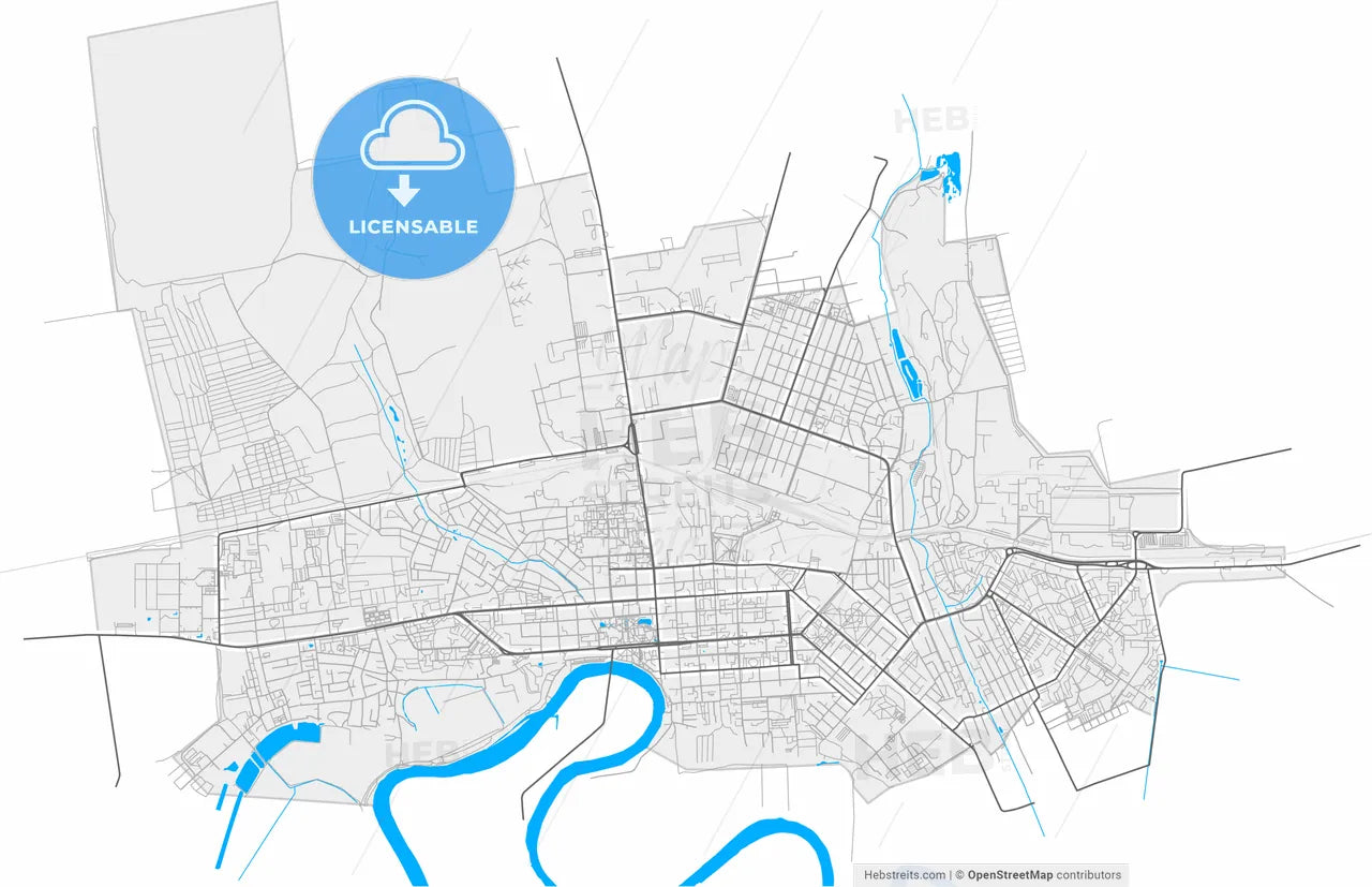 Tiraspol, Transnistria, Moldova, high resolution vector map - Instant download PDF and JPG
