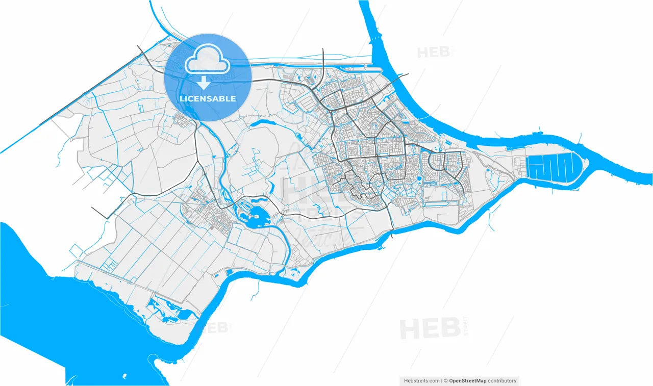 Nissewaard, South Holland, Netherlands, high resolution vector map - Instant download PDF and JPG