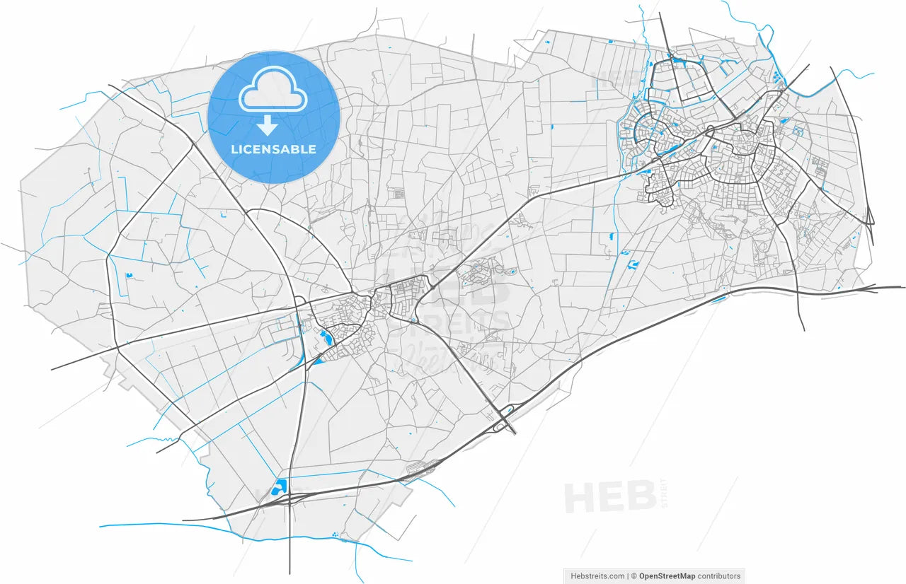 Rijssen-Holten, Overijssel, Netherlands, high resolution vector map - Instant download PDF and JPG