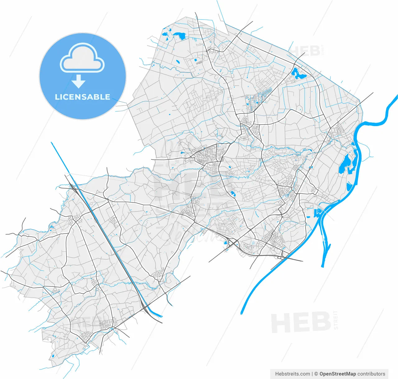 Leudal, Limburg, Netherlands, high resolution vector map - Instant download PDF and JPG