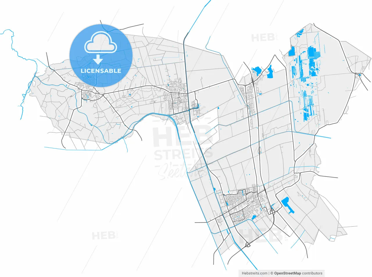 Twenterand, Overijssel, Netherlands, high resolution vector map - Instant download PDF and JPG