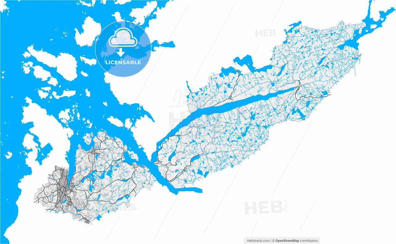 Sandnes, Rogaland, Norway, high resolution vector map - Instant download PDF and JPG