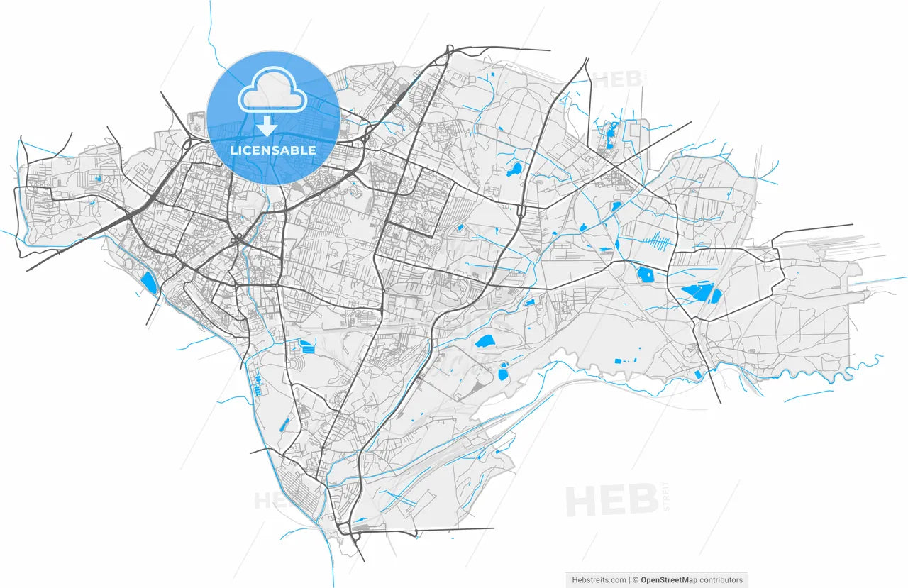 Sosnowiec, Silesian, Poland, high resolution vector map - Instant download PDF and JPG