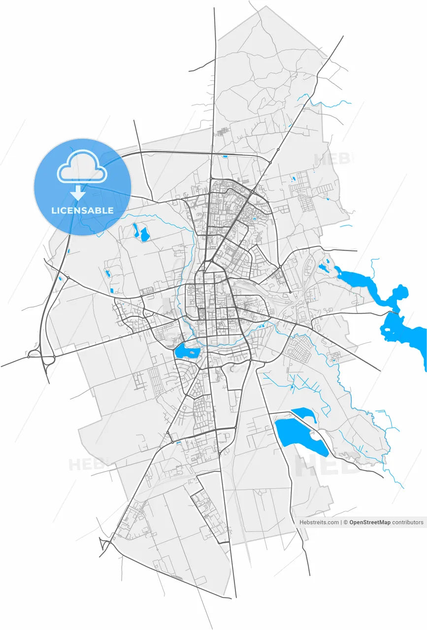 Suwałki, Podlaskie, Poland, high resolution vector map - Instant download PDF and JPG