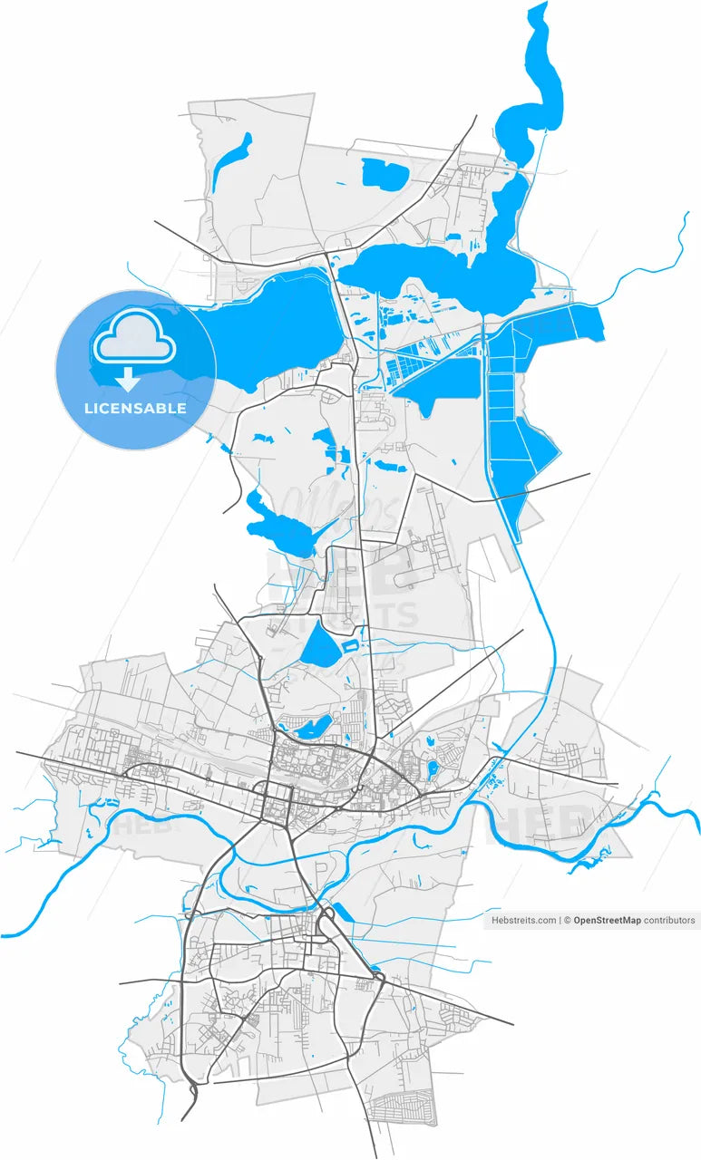 Konin, Greater Poland, Poland, high resolution vector map - Instant download PDF and JPG