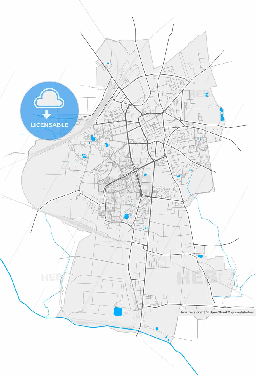 Inowrocław, Kuyavian-Pomeranian, Poland, high resolution vector map - Instant download PDF and JPG