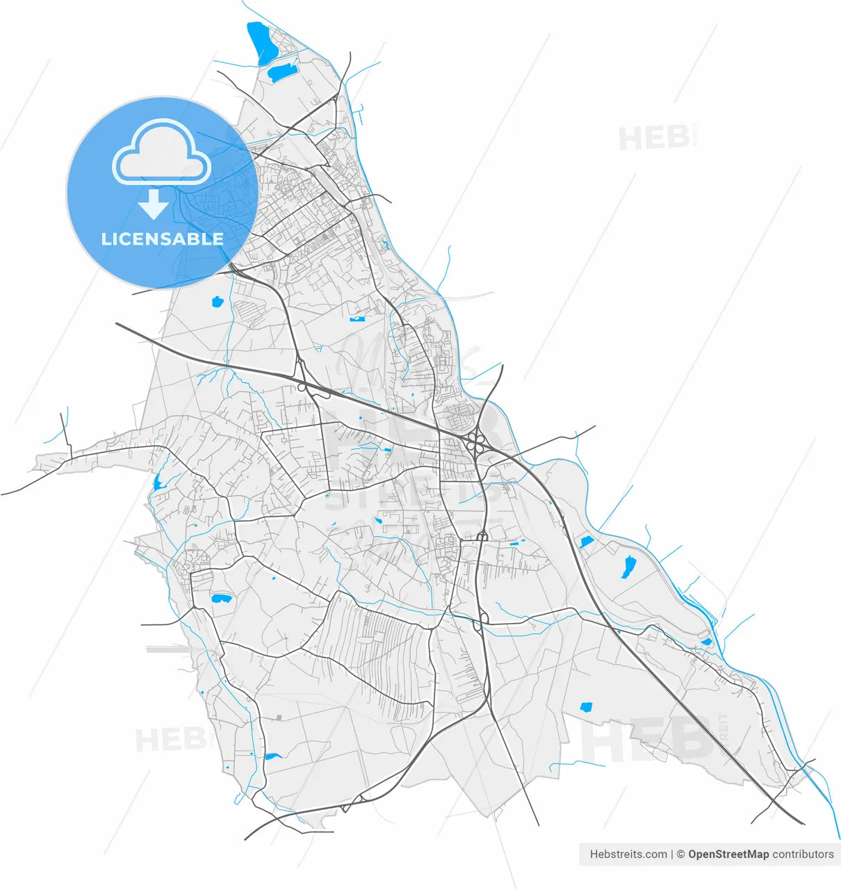 Mysłowice, Silesian, Poland, high resolution vector map - Instant download PDF and JPG