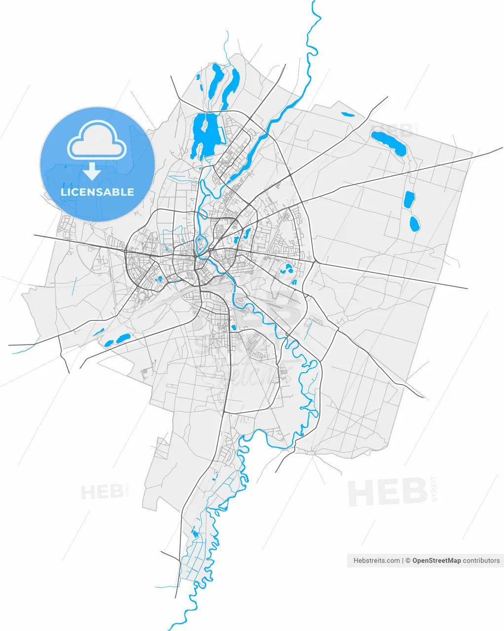 Piła, Greater Poland, Poland, high resolution vector map - Instant download PDF and JPG