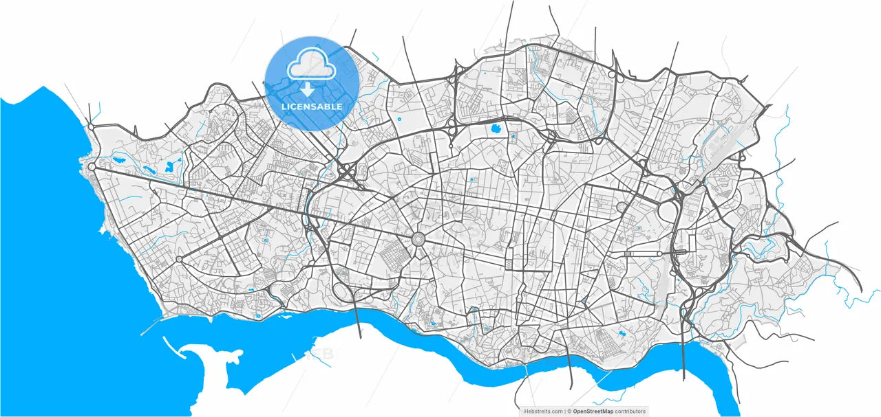 Porto, Porto, Portugal, high resolution vector map - Instant download PDF and JPG