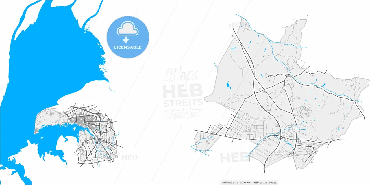 Montijo, Setúbal, Portugal, high resolution vector map - Instant download PDF and JPG