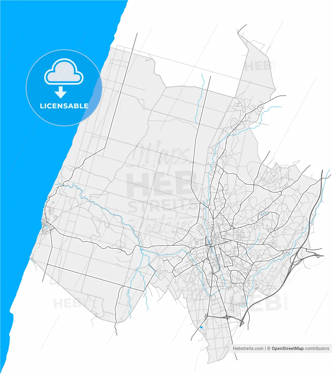 Marinha Grande, Leiria, Portugal, high resolution vector map - Instant download PDF and JPG