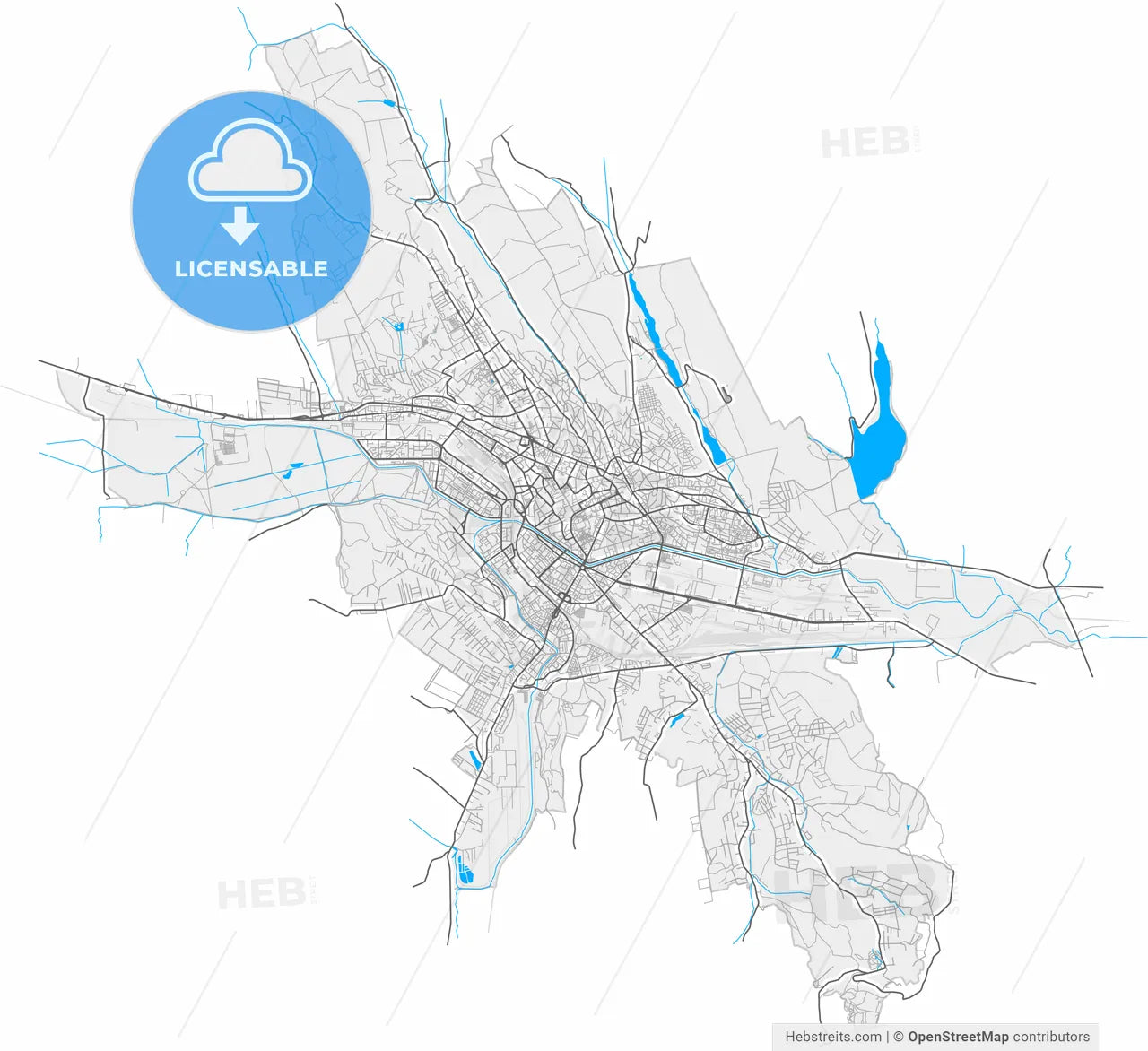 Iași, Iași, Romania, high resolution vector map - Instant download PDF and JPG
