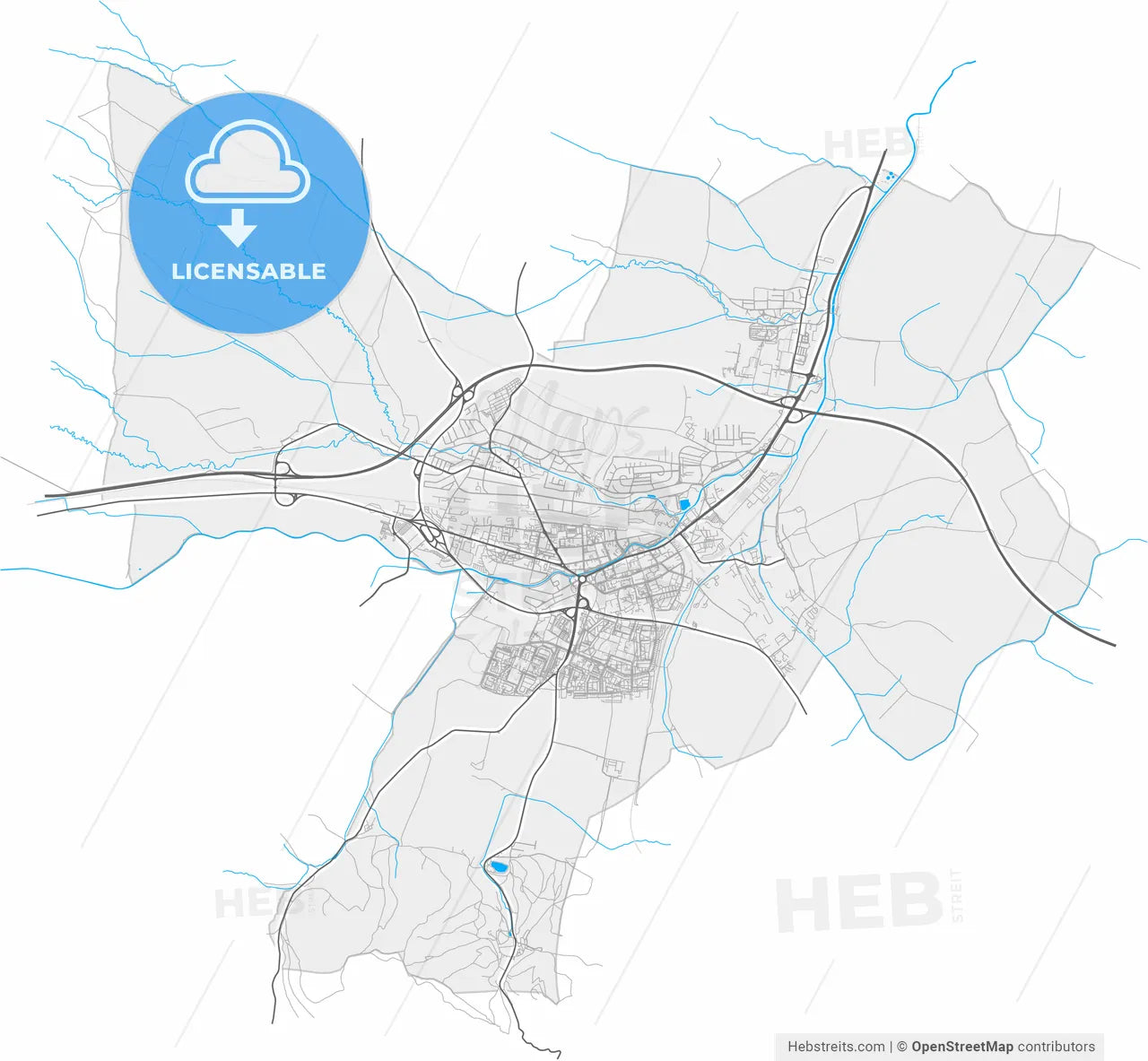 Poprad, Prešov Region, Slovakia, high resolution vector map - Instant download PDF and JPG