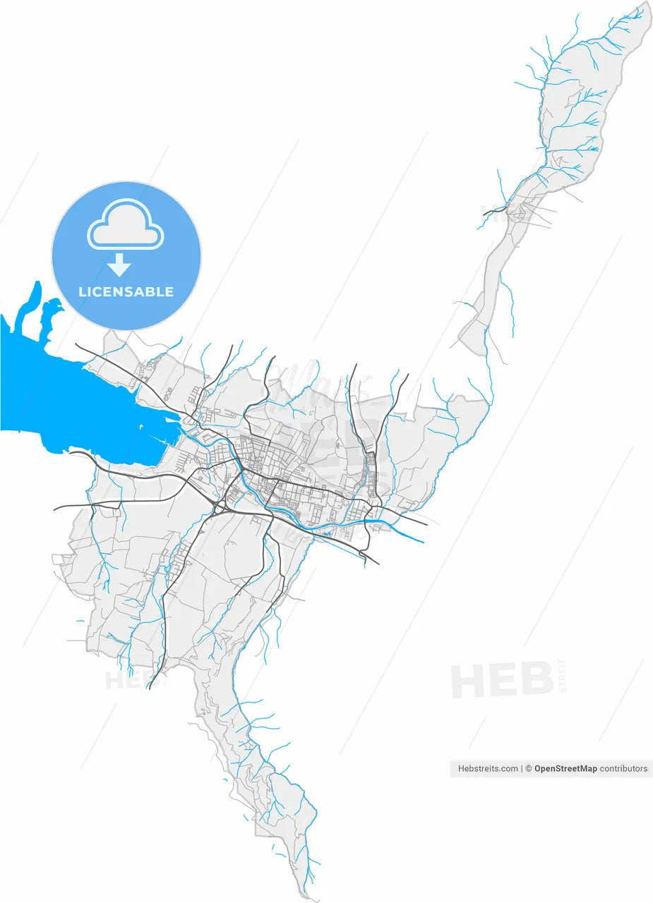 Liptovský Mikuláš, Žilina Region, Slovakia, high resolution vector map - Instant download PDF and JPG
