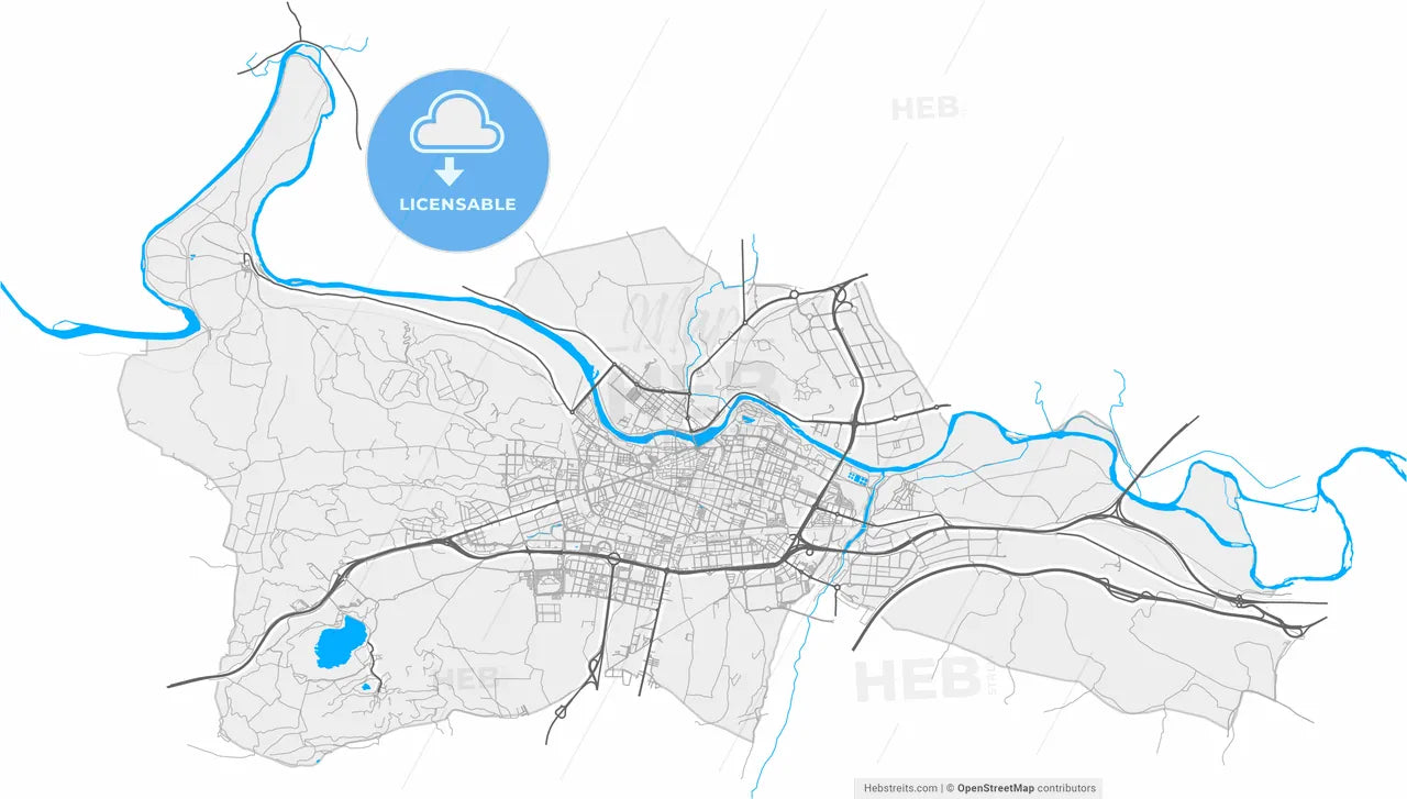 Logroño, La Rioja, Spain, high resolution vector map - Instant download PDF and JPG