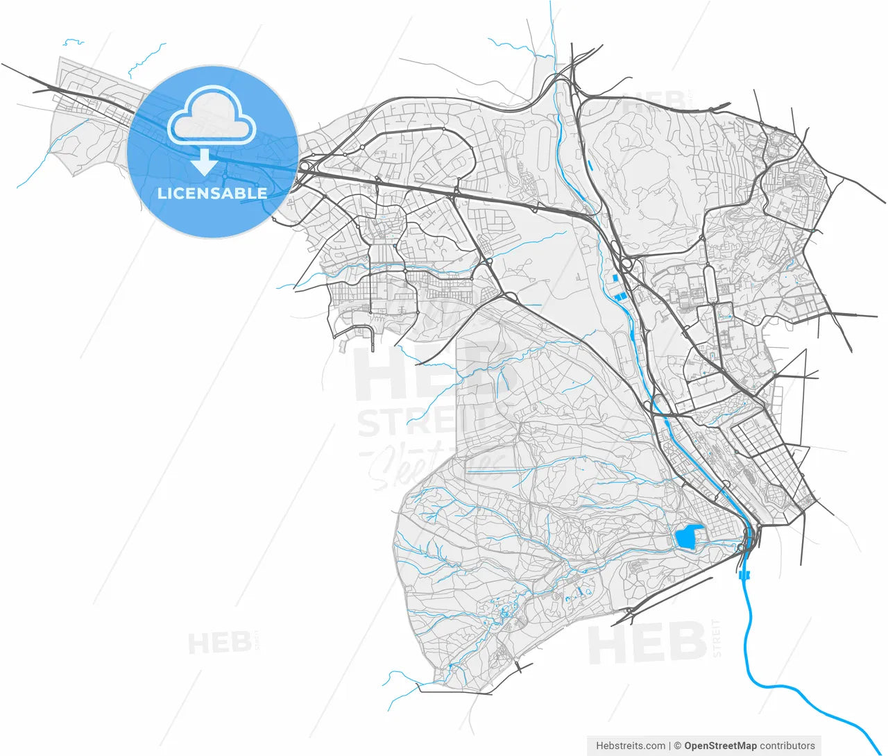 Moncloa-Aravaca, Madrid, Spain, high resolution vector map - Instant download PDF and JPG