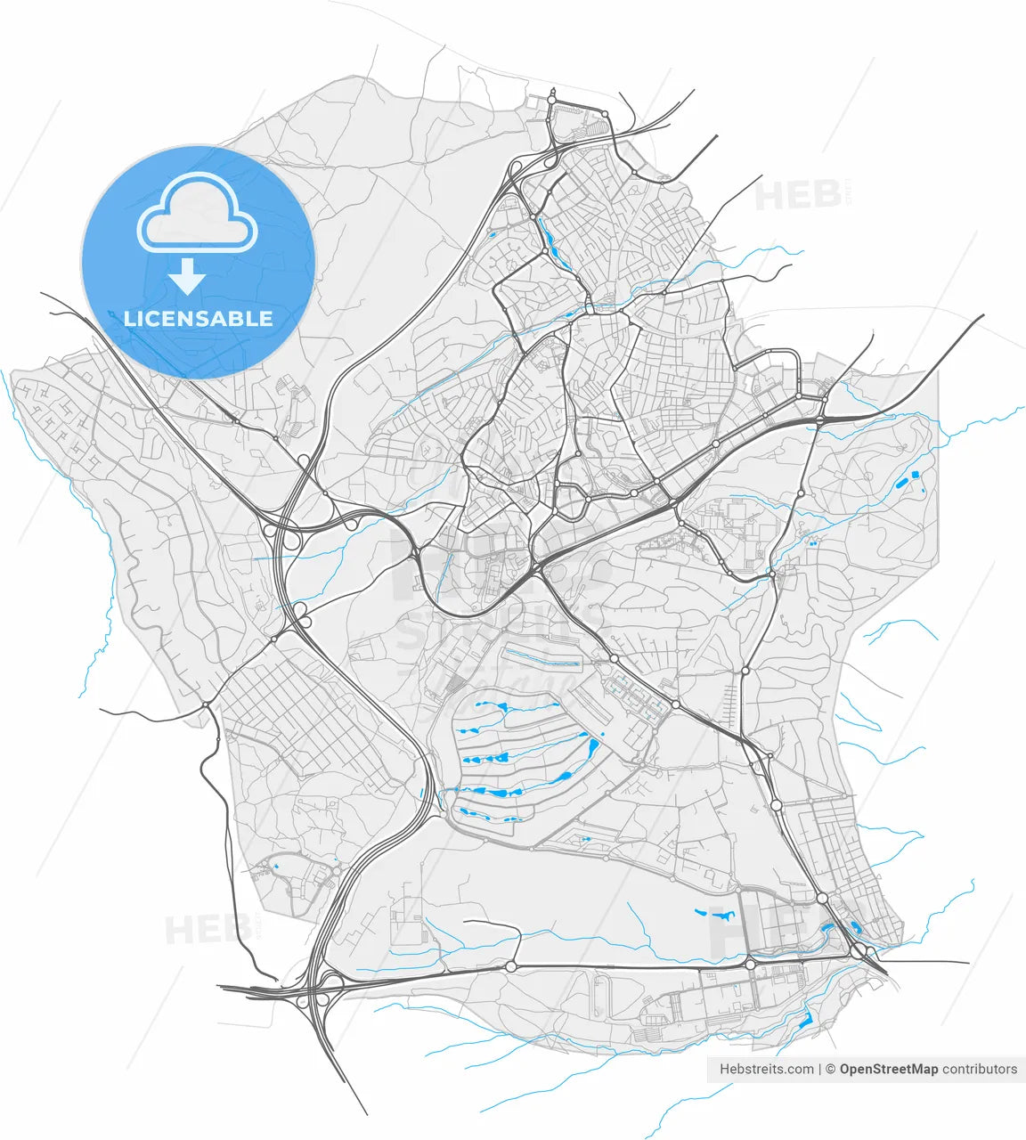 Pozuelo de Alarcón, Madrid, Spain, high resolution vector map - Instant download PDF and JPG
