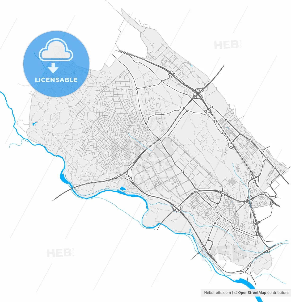 Paterna, Valencia, Spain, high resolution vector map - Instant download PDF and JPG