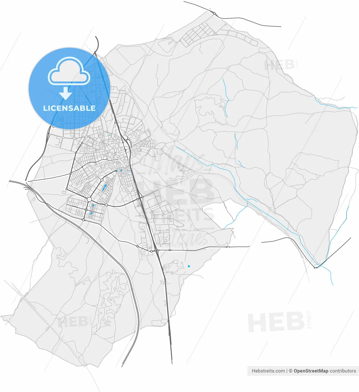 Valdemoro, Madrid, Spain, high resolution vector map - Instant download PDF and JPG