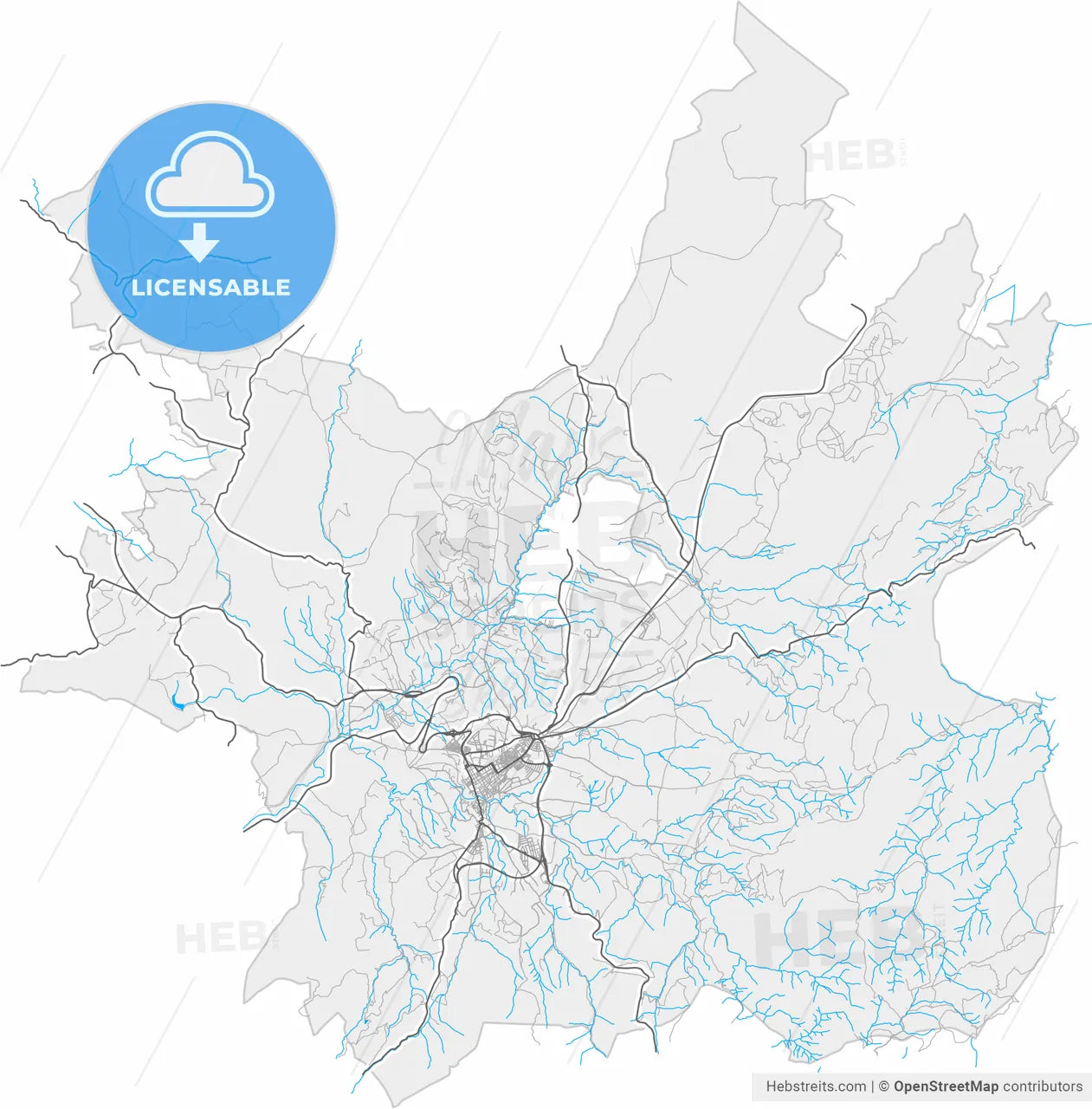 Ronda, Málaga, Spain, high resolution vector map - Instant download PDF and JPG