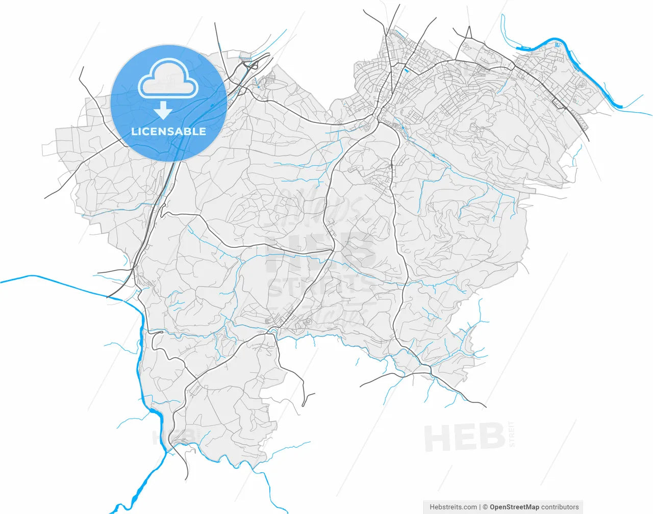 Köniz, Switzerland, high resolution vector map - Instant download PDF and JPG