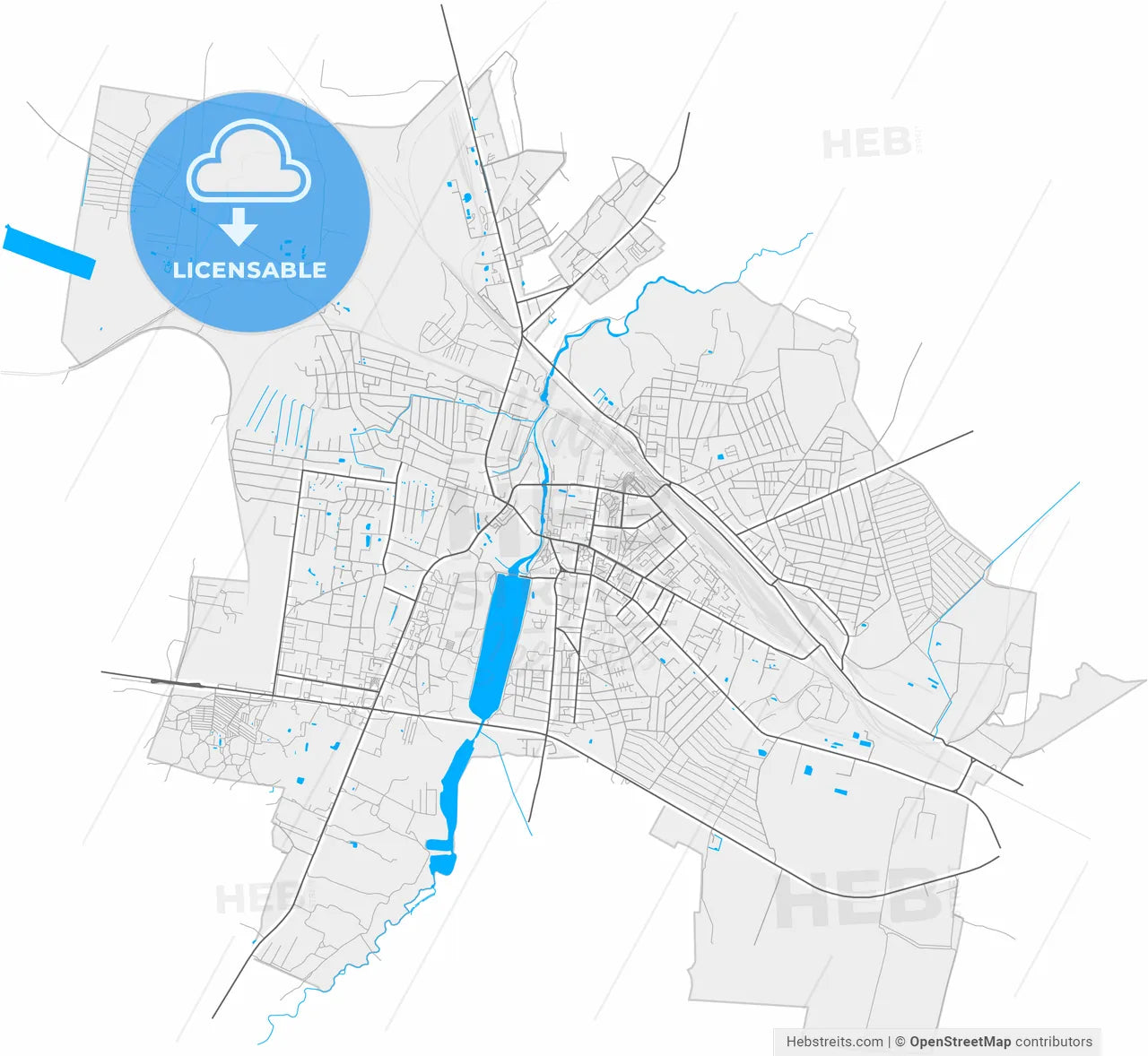 Kovel, Volyn Oblast, Ukraine, high resolution vector map - Instant download PDF and JPG