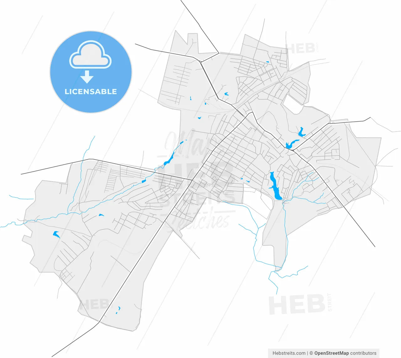 Rovenky, Luhansk Oblast, Ukraine, high resolution vector map - Instant download PDF and JPG