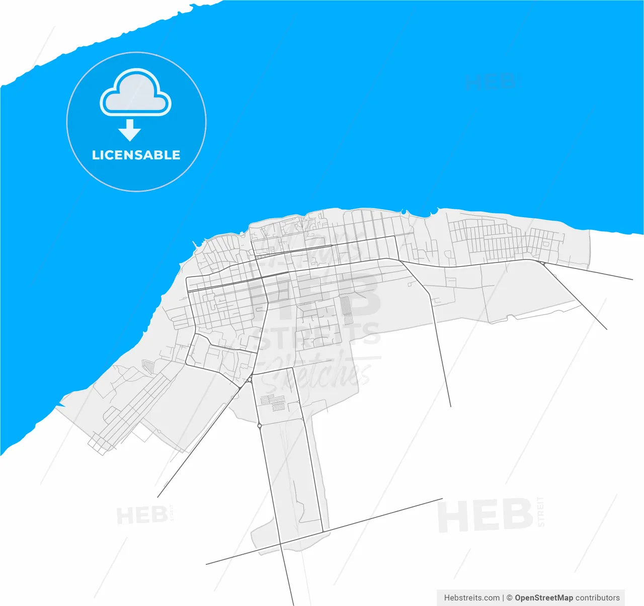 Kakhovka, Kherson Oblast, Ukraine, high resolution vector map - Instant download PDF and JPG