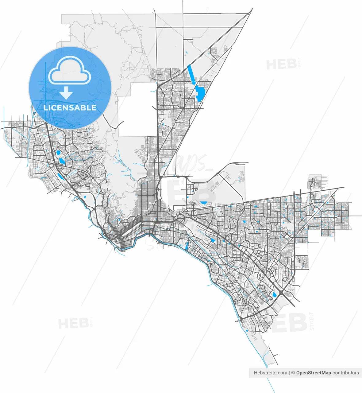 El Paso, Texas, United States, high resolution vector map - Instant download PDF and JPG