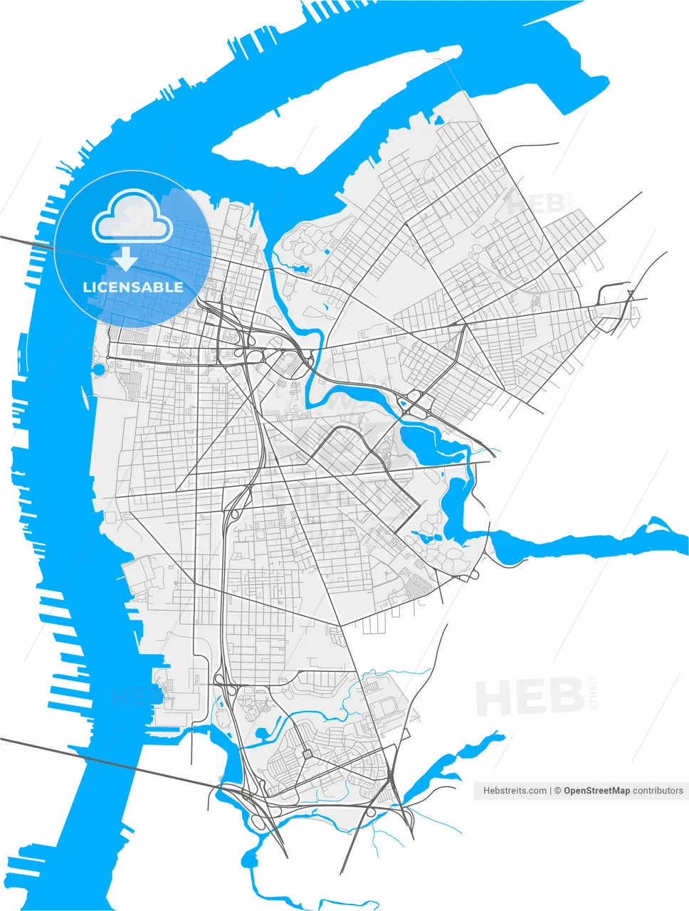 Camden, New Jersey, United States, high resolution vector map - Instant download PDF and JPG